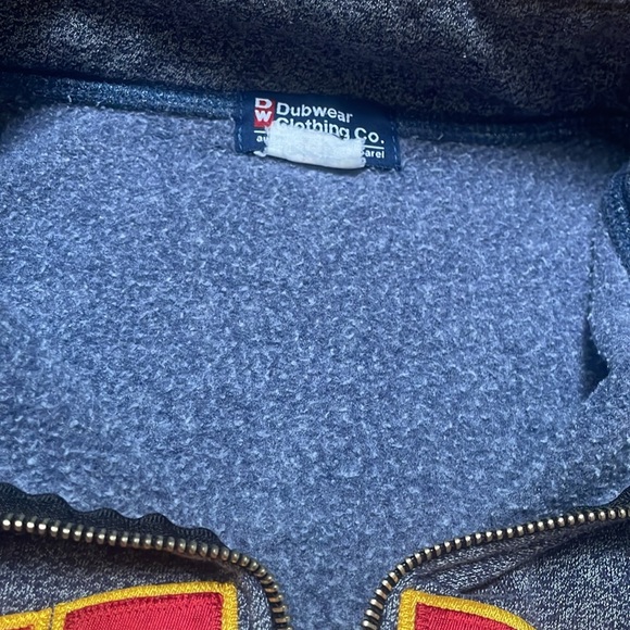 Queen's sz L quarter zip sweater grey heather red gold HoCo FoCo classic - Picture 7 of 8